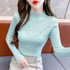 Slim-fit Bottoming Shirt Women's Tight-fitting High-end Temperament Elegant Beaded Semi-turtleneck Long-sleeved Bottoming Shirt Women's Outerwear