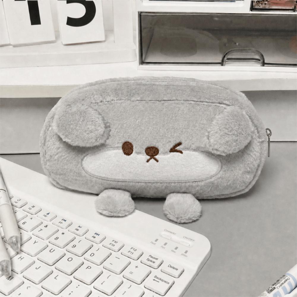 Otter Shape Pen Bag Plush Stationery Bag Portable Stationery Pouch School Supplies