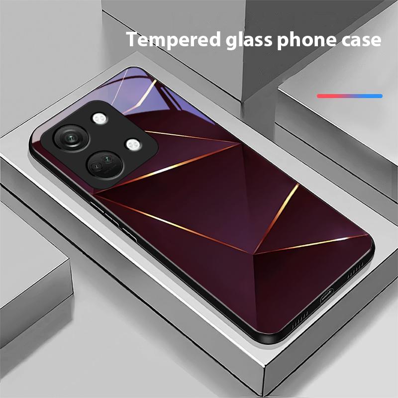 Геометрическая призма для OnePlus Nord 3 5 6T 7 Pro 8 12 10T Reno8 Lite 5G 10R Nord N30 Чехол для телефона из закаленного стекла с твердой оболочкой Черный