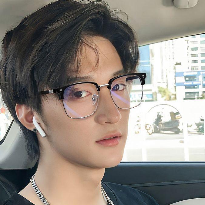 Мужские очки для близорукости с оправой для бровей могут быть оснащены плоскими очками с защитой от синего света, женские классические ретро-очки для близорукости в литературном стиле