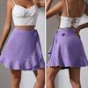 Women Mini Skirt High Waist Ruffles Bow-knot Lace Up A-line Dress-up Soft Dating Party Lady Skirt