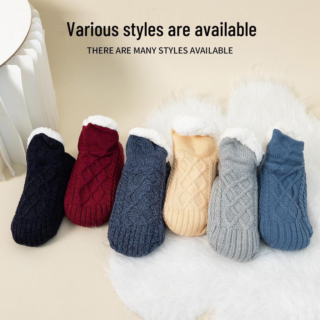 Зимние носки с флисовой подкладкой и нескользящей подошвой: Плотные, теплые комнатные носки-чехлы для мужчин и женщин