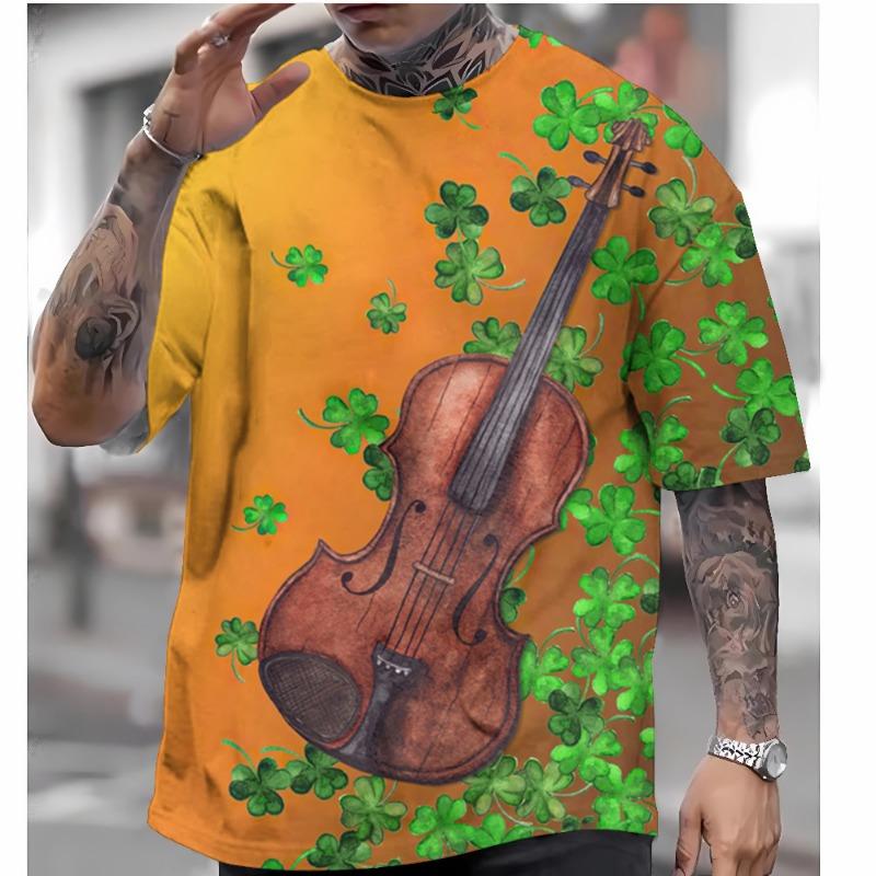 Футболка с коротким рукавом с принтом гитары 3D, мужская летняя повседневная мужская футболка, уличная модная мужская одежда, свободные футболки большого размера 2025