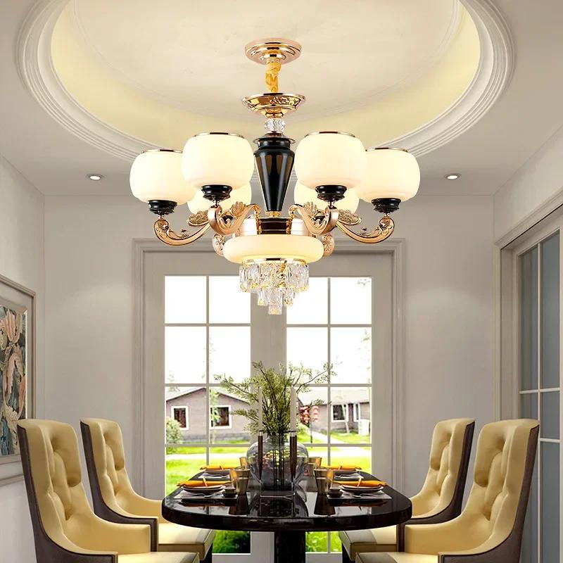 Пылезащитная лампа в европейском стиле для гостиной, хрустальная лампа, простая и атмосферная бытовая двухуровневая люстра для ресторана