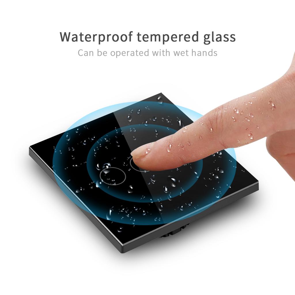 1 2 3 Gang Touch Switch Wall Switch Tempered Crystal Glass Panel Sensor Touch Screen Light Switch EU Standard AC100V-250V Waterproof