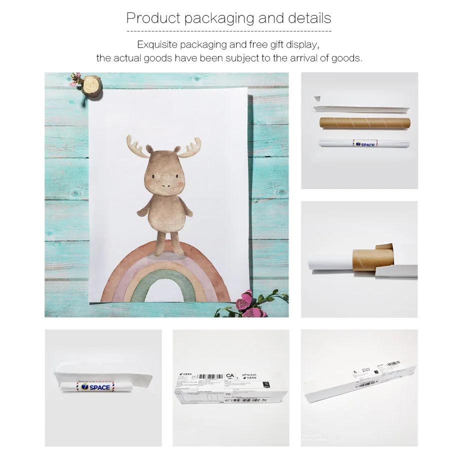 Алфавит Радужные Ворота Олень Солнце Сердце Мультяшный Настенный Декор для Детской Комнаты Холст Живопись Постеры и Принты Настенные Картины Декор Детской Комнаты