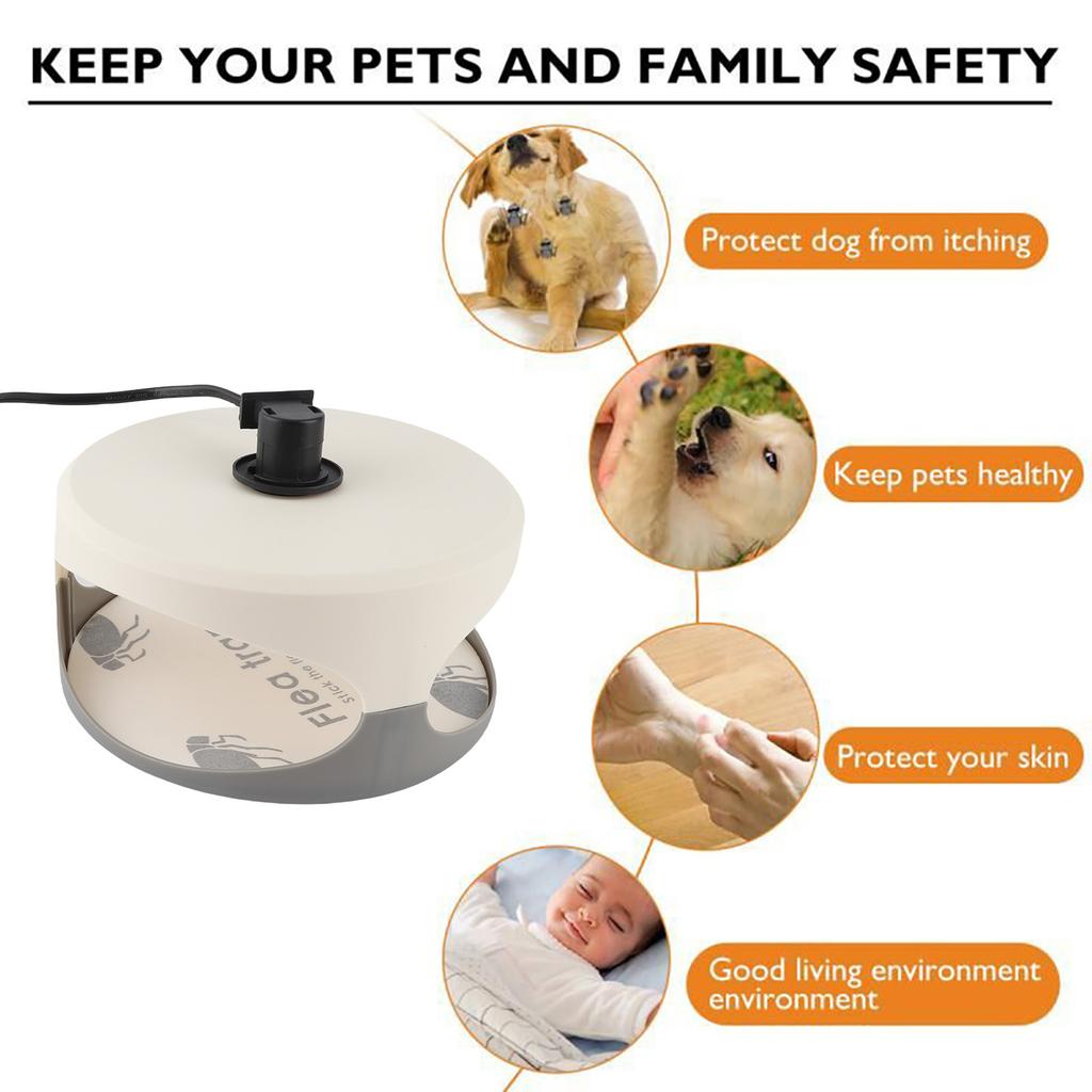 Flea Trap Dome Flea Bed Bug Trap with 2 Trapping Boards, Odorless Non-toxic Flea Killer Trap Pad, Flea Trap Light Children and Pets Friendly