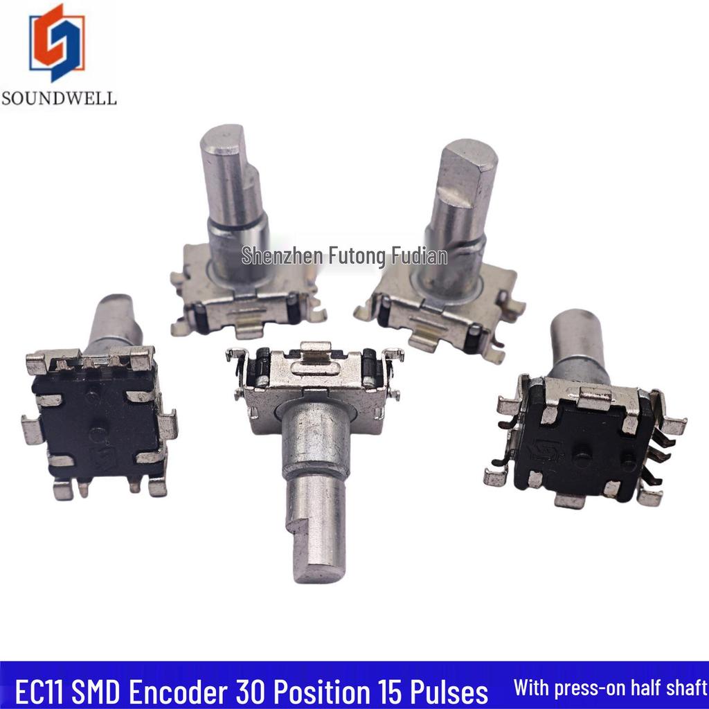 Shengwei EC11 SMD Энкодер: Переключатель громкости DVD, 30 положений, 15 импульсов, нажимной полувал