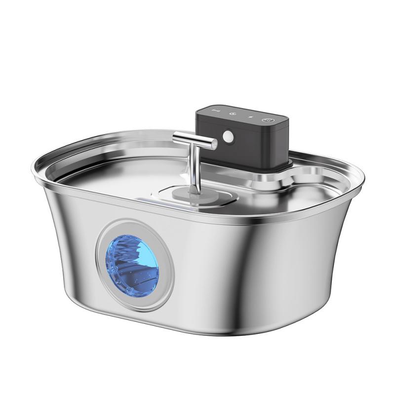 Cordless Rechargeable Pet Drinking Fountain 4L Stainless Steel Automatic Water Bowl Dispenser for Cat Dog Home