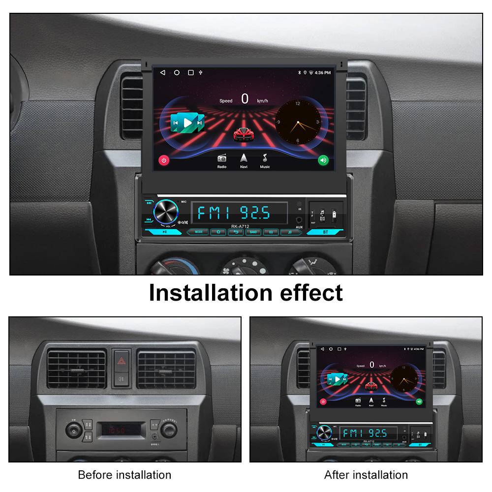 Reakosound 7-дюймовый HD беспроводной Android Auto CarPlay 1Din видео мультимедиа MP5-плеер выдвижной экран зеркальная связь автомобильный BT/FM/USB/AUX