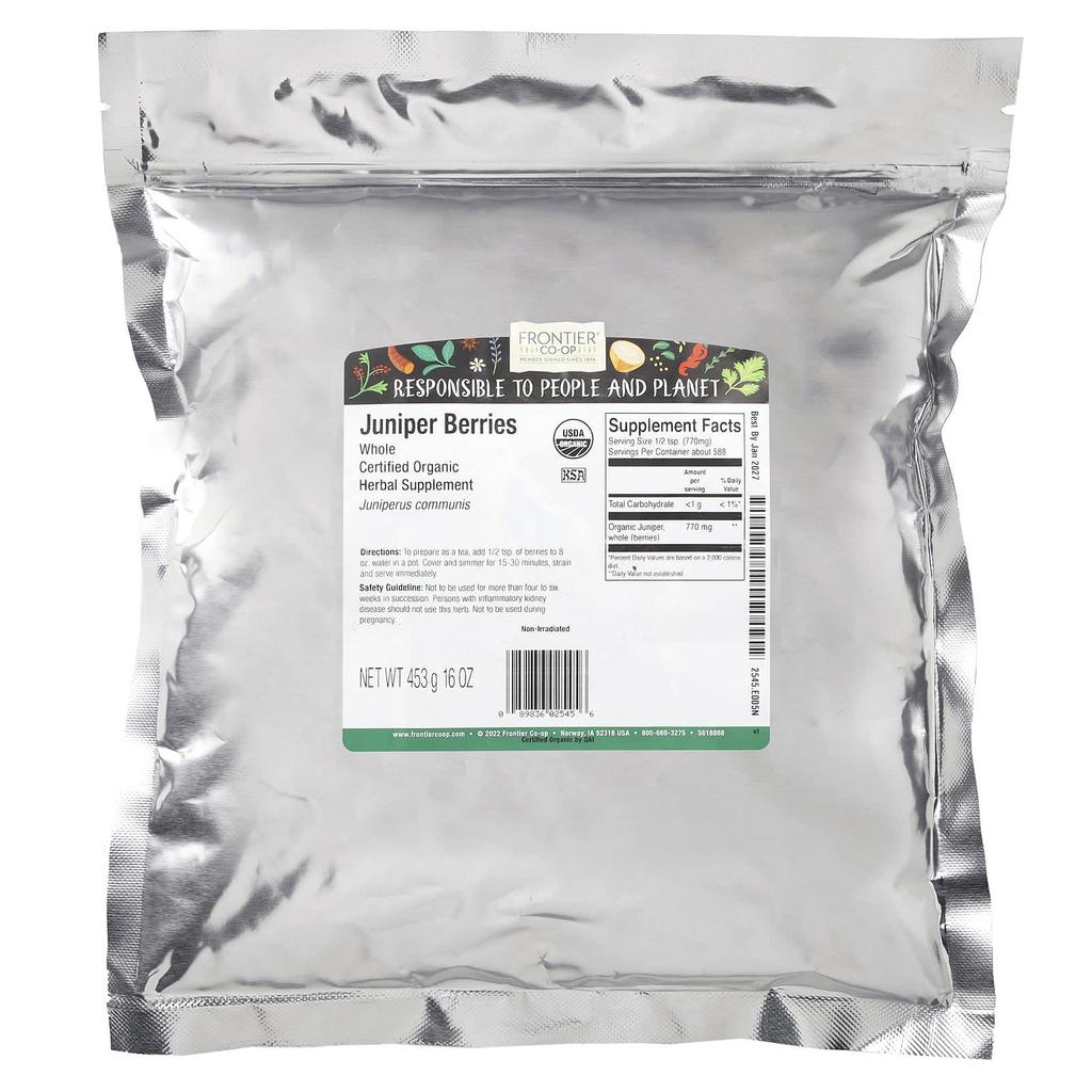 Frontier Co-Op, Organic Whole Juniper Berries, 453G(16Oz)