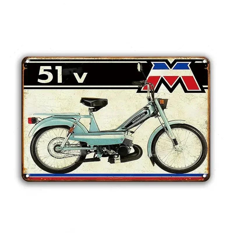 Винтажный мотоцикл Декоративная металлическая пластина Постер Ржавая потертая жестяная вывеска Декор для стен гаража бара Поделки Табличка Жестяные вывески