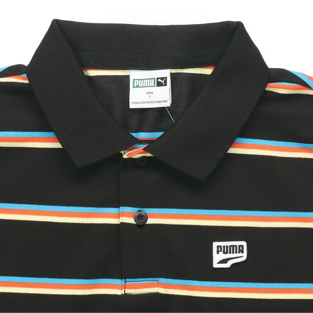 Puma Casual Sports Breathable Striped Short Sleeve Polo Shirt Men Tops Black 599781-01