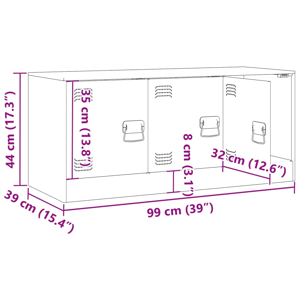 TV Stand Anthracite 99 x 39 x 44 cm Steel