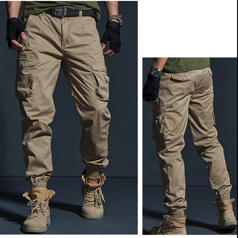Мужские брюки-карго, повседневные мужские брюки, мешковатые обычные хлопковые брюки, мужские армейские военные тактические брюки с несколькими карманами