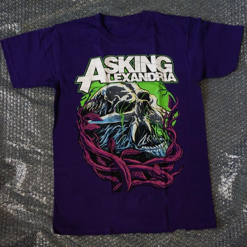 Rare Asking Alexandria Band Cotton Gift For Fan Full Size Purple Tshirt Unisex T-Shirt