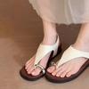 Set of Toe Slippers for Women To Wear Summer New Slope Heel Sandals 2025 New Thick-bottomed Flip-flops Holiday Seaside Mops