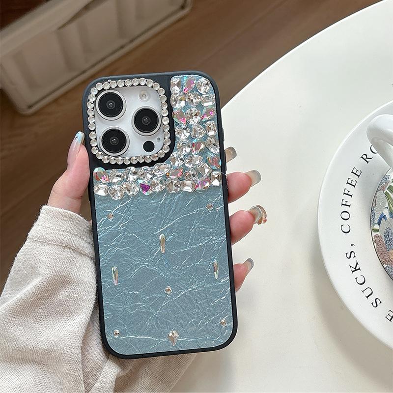 Кожаный Роскошный Чехол Для Мобильного Телефона Со Стразами Подходит Для Apple 17 Giant Красивый 14 Женский Iphone16Promax Индивидуальность 15.
