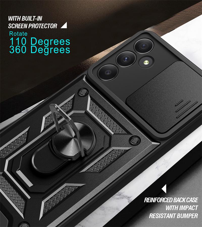Для Samsung Galaxy A05 A05S A15 A35 A55 чехол Slide Lens Armor противоударный чехол для Galaxy A 05 S 15 35 55 кольцо подставка задняя крышка