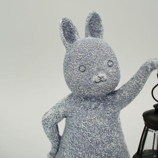 Садовая статуя кролика со светодиодной лампой IP44, водонепроницаемая, с автоматическим включением/выключением, лампа на солнечной энергии, полимерная скульптура кролика, украшение для газона