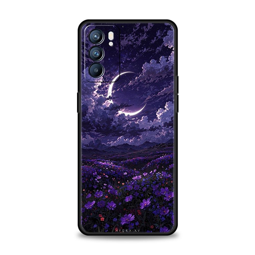 Чехол для телефона Oppo Reno14 Reno13 Reno12 11 F 10 Find X5 X9 Pro A54 5G A53 A9 A16 A78 4G A80 A98 в мультяшном стиле с Луной и Облаками