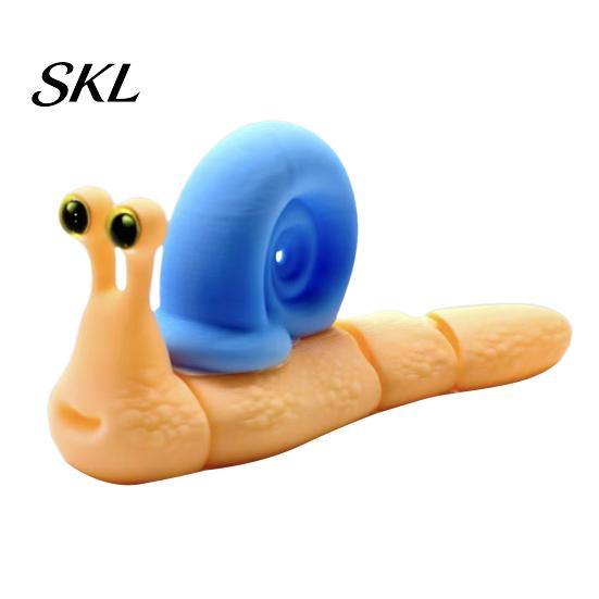 Colorful Snail Sculpture 3D Printed Figurines, Articulated Toy, Movable Joints Animal Twist Segmented Structure Toy Fidgety for Home Office