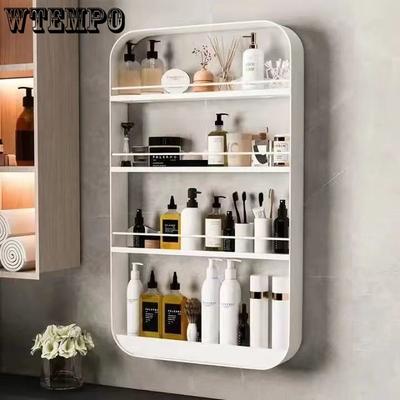 Стеллаж для хранения умывальника без перфорации, стеллаж для хранения в ванной комнате, настенный многослойный настенный косметический комод