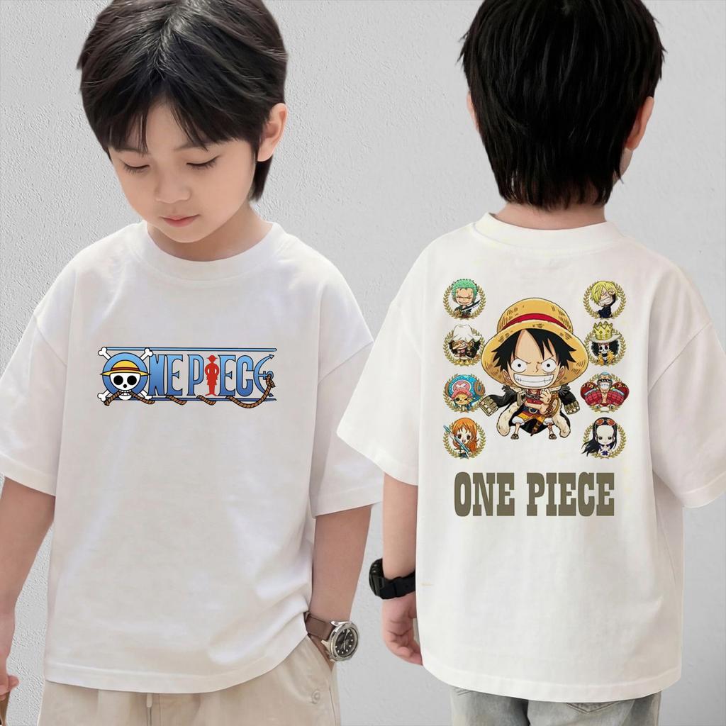 Anime One Piece Cosplay TShirt Cotton Short Sleeve Tops Casual Loose Retro TShirt Men Women Kids Family Matching Outfits