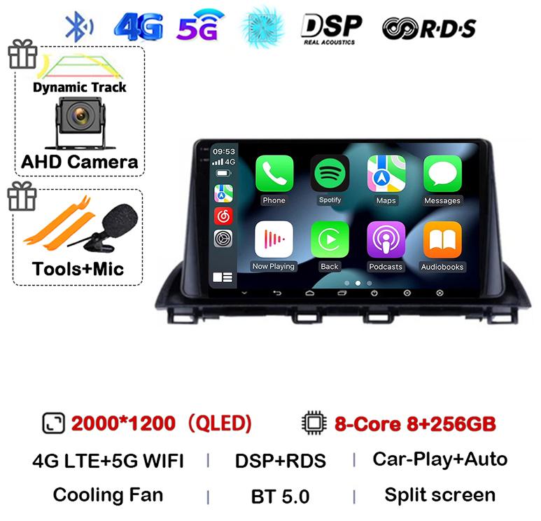 Android 14 Carplay Auto For Mazda 3 Axela 2013 - 2019 Car Radio Multimedia Player GPS Navigation Video Stereo Head Unit 2Din DVD