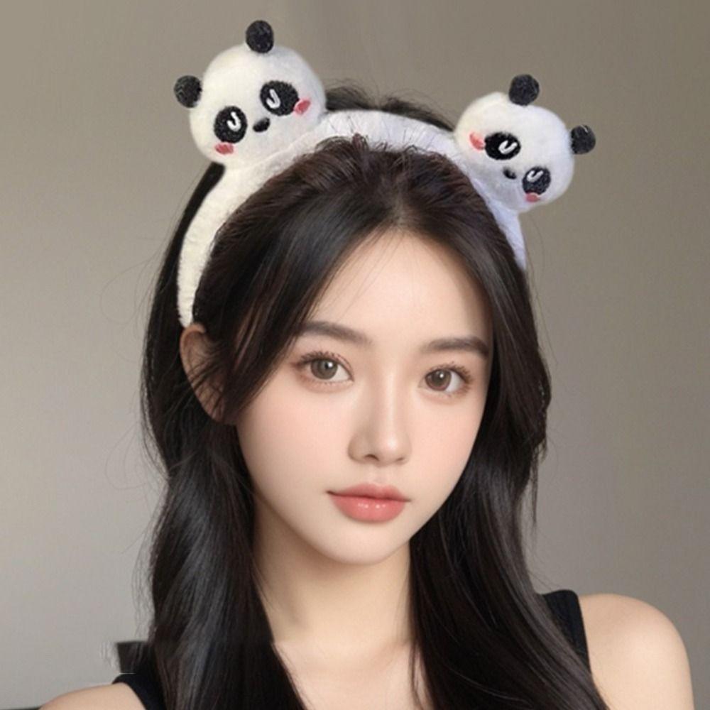 Furry Plush Headband Kawaii Makeup Headwear Exquisite Panda Hair Hoop Women