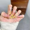 Clear and White Cat's Eye Yellow Pure Handmade Nail Pure Handmade Summer Medium and Long Nail Patch Fake Nail Piece