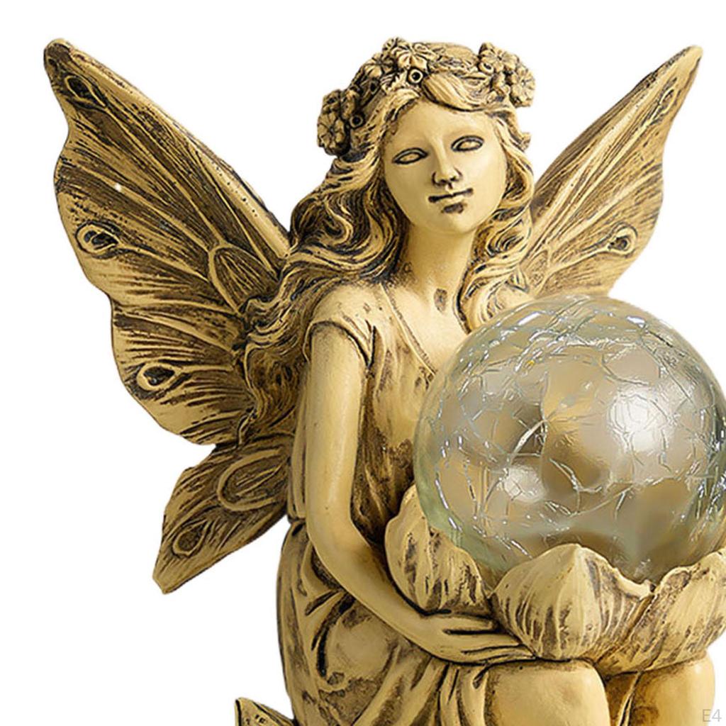 Fairy Girl Sculpture Solar Lamp for Garden Pathway Lighting