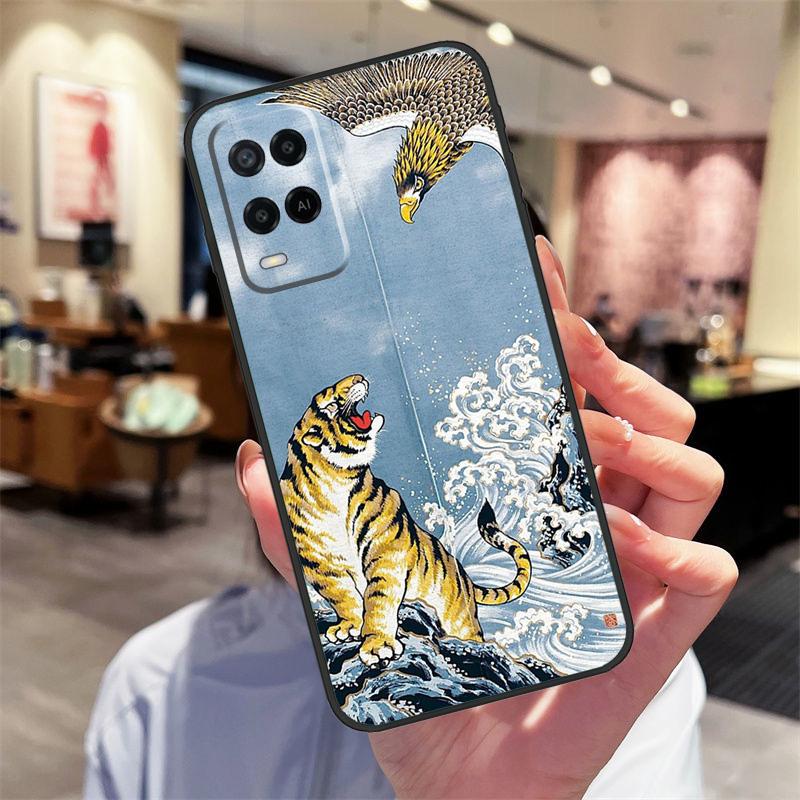 Fashion Animal Tiger Art Case For Oppo A40 A60 A80 A18 A38 A58 A78 A98 A16 A76 A96 A15 A17 A77 A74 A94 A54 A57S Cover