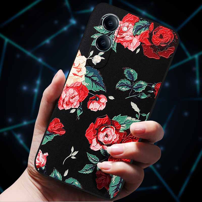 For Vivo Y04 4G Case Soft Silicone Bumper 3D Flowers Emboss Phone Cases for Vivo Y04 4G Back Cover Shell VivoyY04 4G Bag