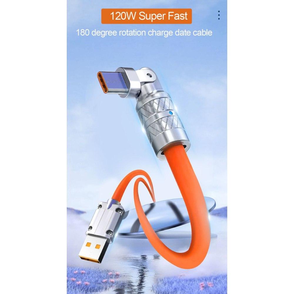 120 Вт 7A кабель USB Type C для быстрой зарядки, поворотный на 180 градусов, игровой кабель для Xiaomi Redmi Honor, зарядное устройство для телефона, кабель USB C