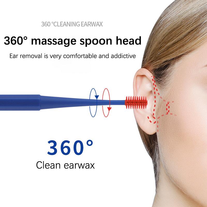 Двусторонний силиконовый инструмент для чистки ушей для многоразового использования, портативный для удаления ушной серы и чистки