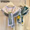 Women's Spring Summer Versatile Casual Outdoor Sunscreen Scarves Retro Elegant Fashion Printed Soft Thin Silk Scarves Shawls