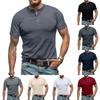 Summer European And American Men's Short Sleeved Men's Collarless T-shirt Solid Color Top
