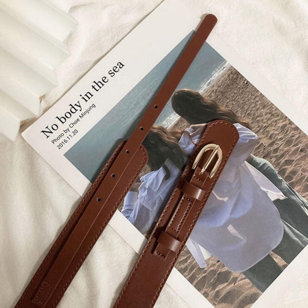 PU Leather Waist Belt Black Dress Coat Decorative Waistband Fashion Skinny Waist Straps  Women