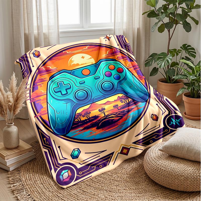 Retro Game Controller Theme blanket Lightweight Warm Flannel Blanket Decorative Throw Blanket for Home Decoration