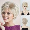 Blonde Curly Wigs for Women Synthetic Hair Heat Resistant Natural Wig with Bangs Short Bob Wigs for Mother Daily Wear Wig Casual