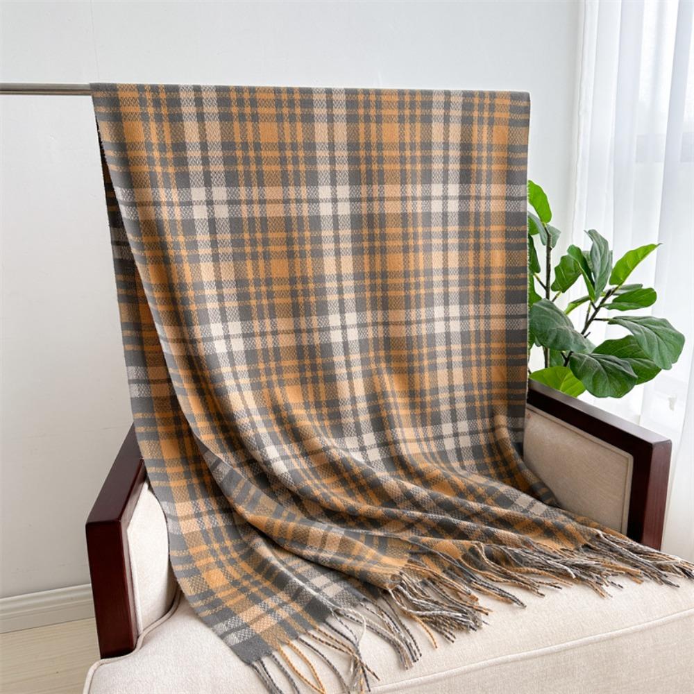 Windproof Winter Plaid Scarf Thick Warm Women Wrap Shawls Casual Long Tassel Scarves