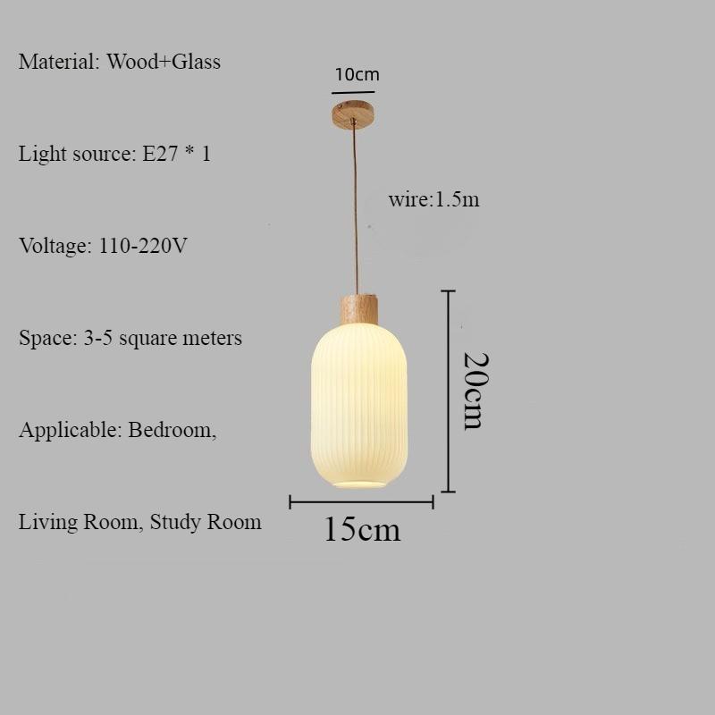 Подвесной светильник из дерева для ресторана в японском стиле, скандинавский минималистский кремовый светильник для барной стойки в спальне, стеклянный подвесной светильник для спальни