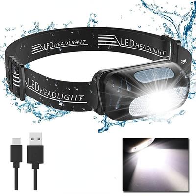 Мини-USB перезаряжаемый налобный фонарь с датчиком движения, фара для кемпинга, фонарик, налобный фонарь со встроенной батареей