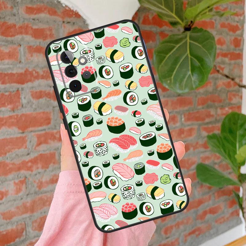 Kawaii Sushi Pattern Case For Samsung Galaxy A55 A35 A25 A15 A53 A33 A13 A51 A71 A12 A32 A52 A14 A34 A54 Cover