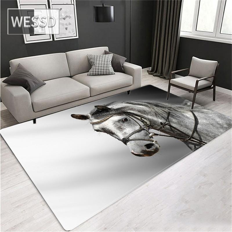 3D ковер с черной лошадью на полу, большой ковер с животным узором, домашний декор для гостиной, мягкий губчатый коврик, входная дверь, ванная комната