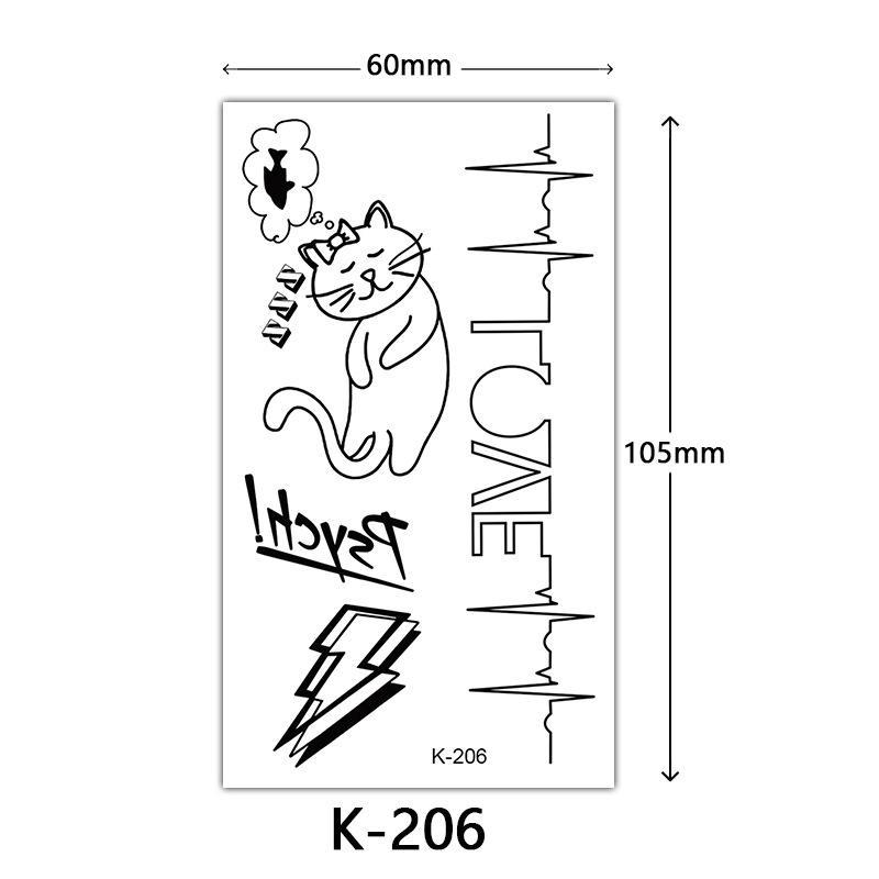 English Letter & Flower Butterfly Tattoo Stickers - Waterproof & Sketch Line Design