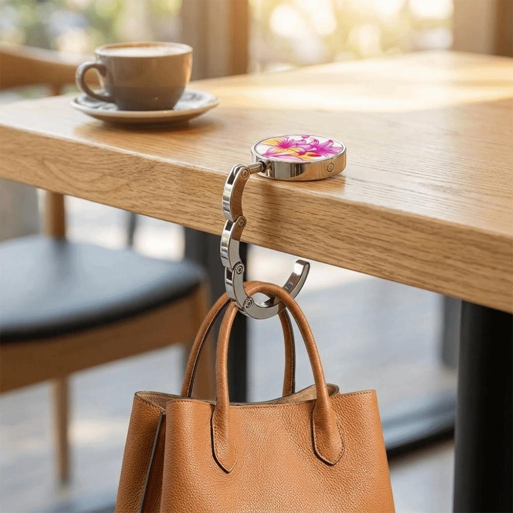 Portable Table Handbag Holder Marble Pattern Bag Hanger Foldable Design Purse Hook Travel Use