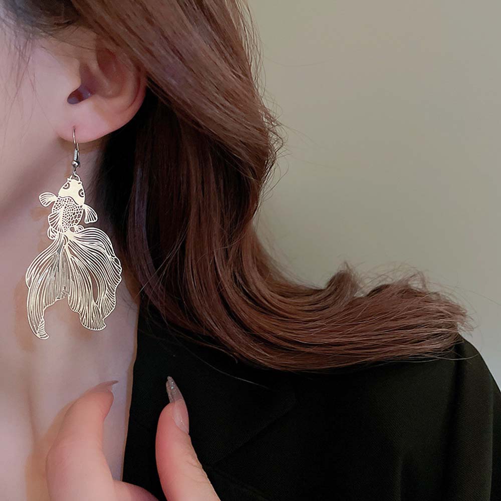 Животные Рыбы Металлические Серьги с Золотой Рыбкой Карп Кои Подвеска с Карпом Кои Креативные Серьги-Капли с Золотой Рыбкой Подарки