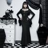 Black Batwing Sleeve Dress Patchwork Grunge Robe Bodycon Vintage Halloween Maxi Dress  Costume